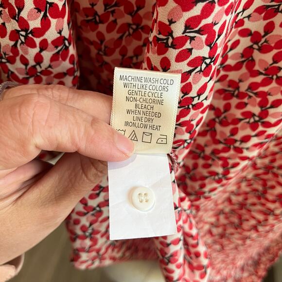 Max Studio Red and Black Floral 3/4 Ruched Sleeve Blouse Size XL - Picture 7 of 9